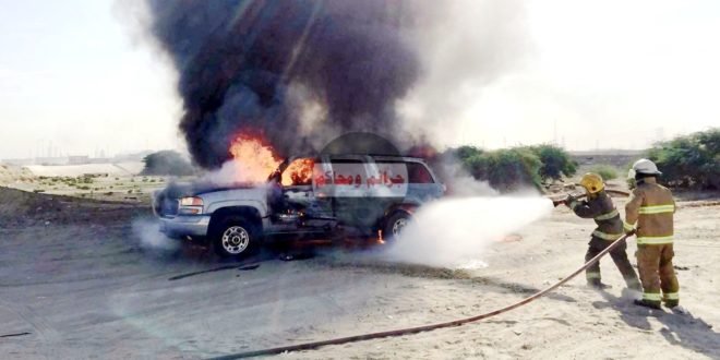 العثور على جثة مجهول بمركبة محترقة يثير شبهة جنائية