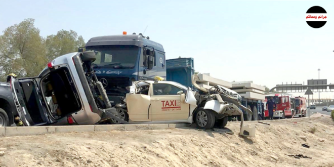 إصابة 3 أشخاص بتصادم شاحنة و 8 مركبات على «الملك فيصل»