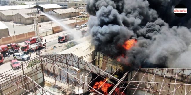 وفاة شخص وإصابة آخرين بحريق مخزن في «الشويخ الصناعية»