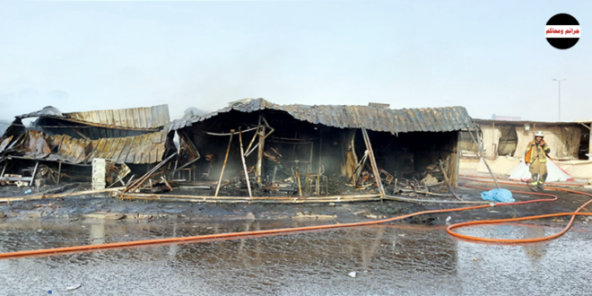 «الإطفاء»: حريق سوق الخيام سببه «تماس كهربائي»